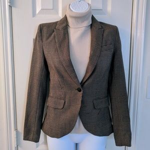 H&M houndstooth plaid brown blazer